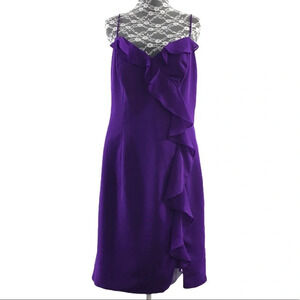 Alfredo Angelo‎ Bridesmaid Purple Ruffle Dress Womens 12 Spaghetti Straps Prom